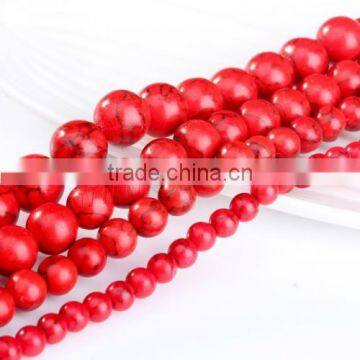 New Red color hot sale Natural turquoise beads jewelry with Round and different size