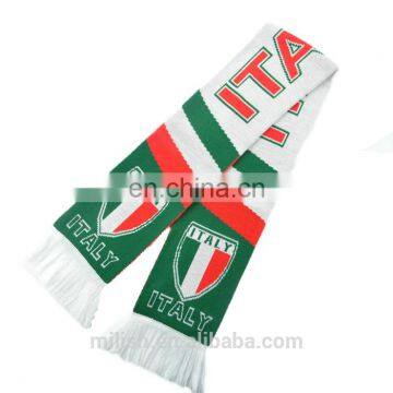 SC-0030 Acrylic soccer scarf custom print knitted jacquard Italy football fan scarf