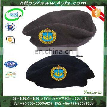 China cheap price army beret cap with 100% wool in Guangdong