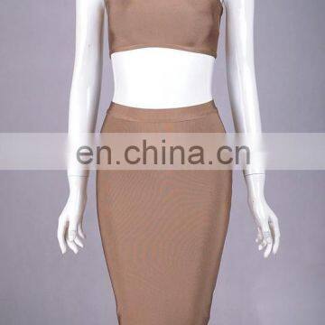 camel strapless bustier two piece back zip bandage dress wholesle factory