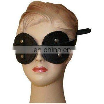 HMB-574A BLACK LEATHER SLEEPING MASK COSTUME ROUND MASKS