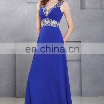 Grace Karin Womens Sleeveless Beaded Blue Party Gowns Chiffon Long Evening Dress CL4410 photo-5