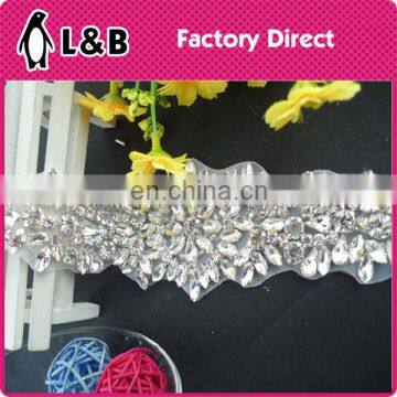 2016 Hot Fix Motif Bridal Wedding Dress Accessories Crystal Bridal Applique Trim