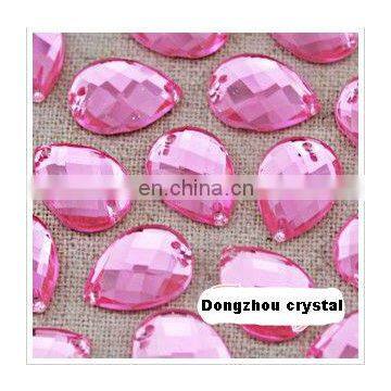 pink teardrop flat back buttons with hole dress accessory