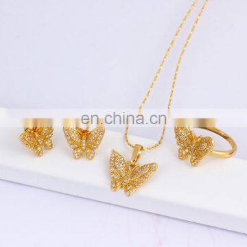 Fashion jewelry set wholesale elegant 18k gold plated betterfly jewelry set