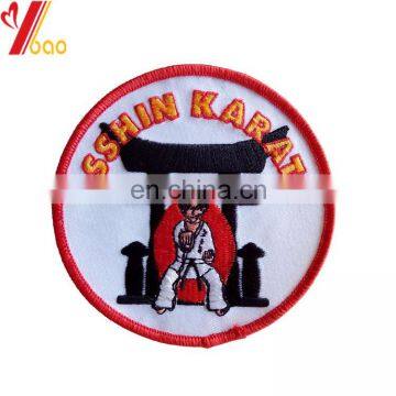 Custom embroidered badge type twill fabric iron on embroidery patch