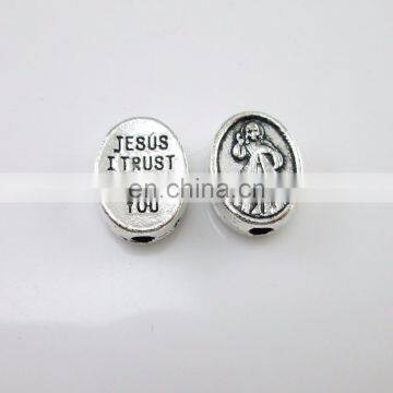 Silver Finish Jesus I Trust In You Divine Mercy Medal Rosary Bead