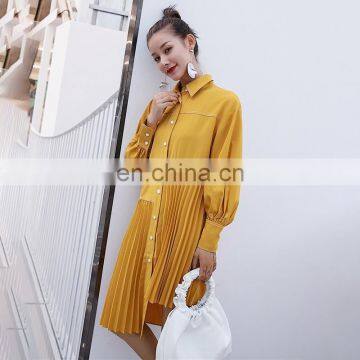 TWOTWINSTYLE Asymmetrical Lantern Long Sleeve Pleated Hem Dress Female photo-6