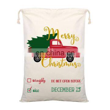 2020 Christmas Gift Bag Large Capacity Canvas Drawstring Storage Bag With Reindeers Santa Claus Santa Sacks Christmas Decor photo-6