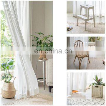 Ready Made European Simple Style White Color Soft Feeling Voile Sheer Curtain For The Living Room photo-7