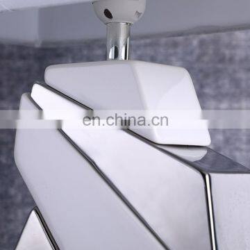 Western Modern Design Geometric Modeling White Ceramic Base Bedside Table Lamps for Home Decor photo-3