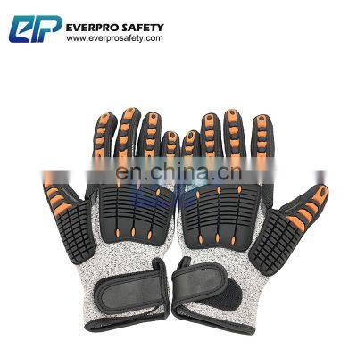 High Quality Anti Cut Level 5 Heavy Duty Nitrile Sandy Coated TPR Vibration Resistant / Anti Impact Gloves photo-2