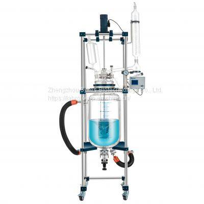 Borosilicate Glass Reaction Vessel Pharmaceutical Mixing 50Liter Double Layer Jacketed Glass Reactor