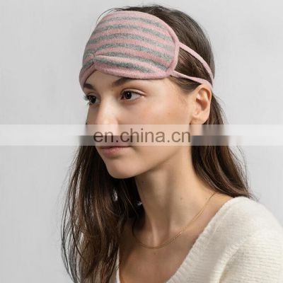 Striped Soft and Luxury Cashmere Travel Eye Mask