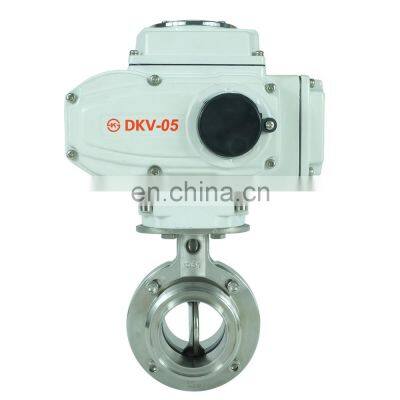 DKV DN15 1/2 inch SMS thread 304 Stainless Steel 316 12V DC 220V AC Electric Actuator Sanitary thread Butterfly Valve for food