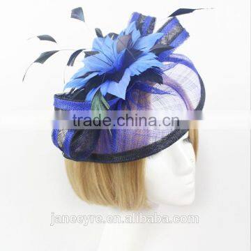 2015 New Design Elegant Church/Races Sinamay Fabric Feather Fascinator Hat photo-2