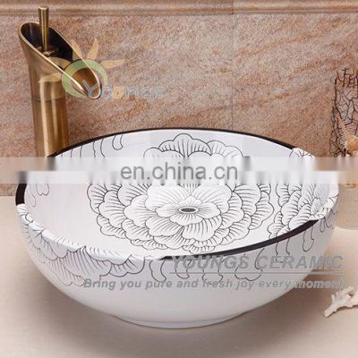 Art Jingdezhen Hand Painted Ceramic Bowls For Bathroom