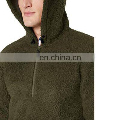 Wholesales Custom Outdoor 1/4 Zip Sweatshirt Cozy Sherpa Hoodies Top for Men photo-3
