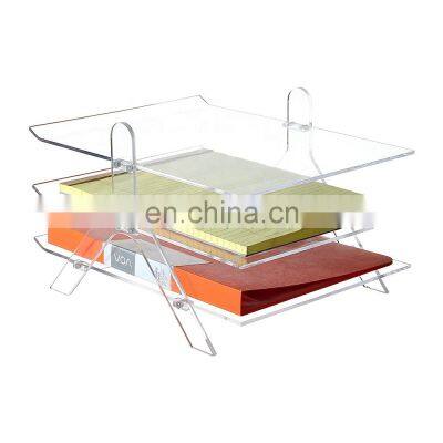 Clear Acrylic 3-Tier Office Desktop Document Tray Acrylic File Folder Holder