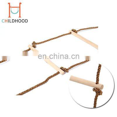 High Quality Kids Swing Set Accessories Wooden Climbing Rope Swing Ladder photo-3
