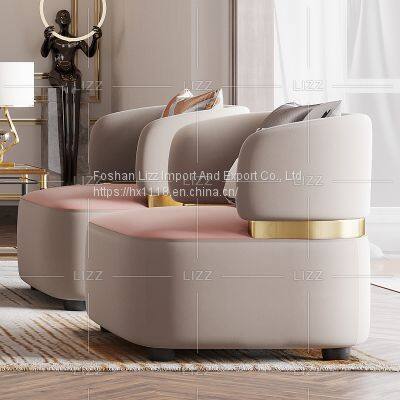 Luxury Modern Furniture Velvet Fabric Living Room Sofa With Ottoman photo-5