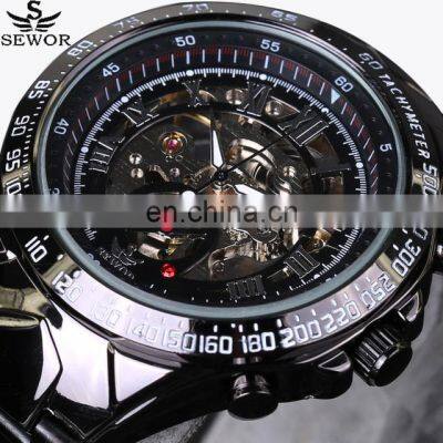 SEWOR Luxury Brand Male Mechanical Automatic Clock Watch Transparent Skeleton Waterproof Men Watches photo-2