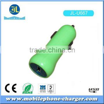 Fluorescence green Car Charger, USB port Auto Adapter with Bright color