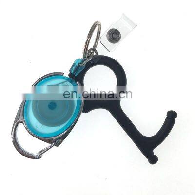 Custom Laser Logo Soft Silicon Tips Metal Door Opener No Touch Key With Retractable Pull Reel photo-5