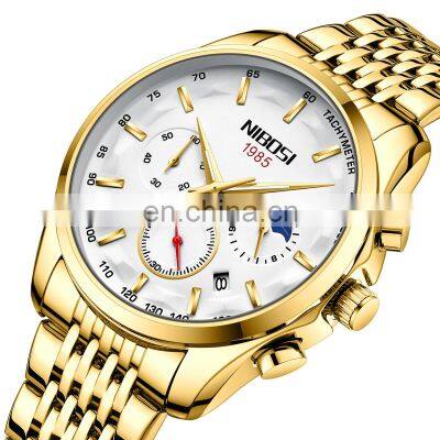 NIBOSI 2021 New Men Watch Top Luxury Brand Men Sport Military Watch Quartz Wristwatches Waterproof Chronograph 2319