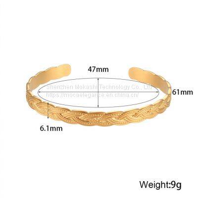 18k Gold Plated Jewelry Heart Arrow Bracelet Bangle Stainless Steel Adjustable Cuff Bracelet For Women photo-3