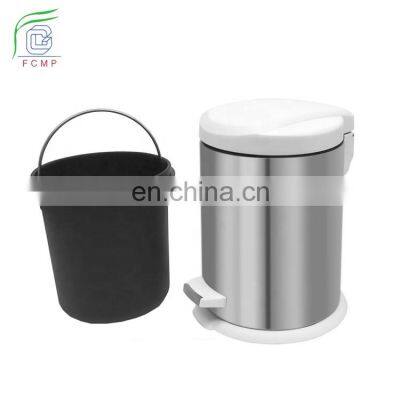 Soft Close Can Outside Garbage Sorting 5 Liter Foot Stepped Kitchen Round Bucket With Lid Metal Trash Bin