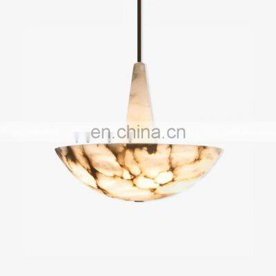 New design modern elegant  natural alabaster chandelier for dining room bedroom living room lighting warm white pendant light