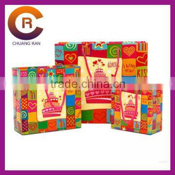 Full printing with ribbon tie custom cheap personalized gift bags