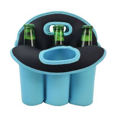 Custom Color High Quality Insulated Neoprene 6 Pack Wine Beer Bottle Cooler Tote Bag Holder for Party