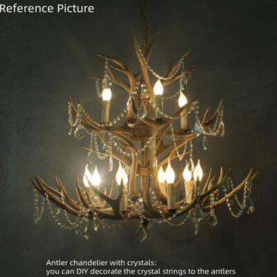 Artdecolite Deer Antler Chandelier​ With Crystals for Farmhouse Restaurant
