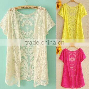 Instyles Summer Hollow-Out womens lace blouses in Embroidery Floral Crochet Short Sleeve Cardigan boutique clo Clothing