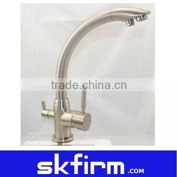 Brushed Nickel finish Three way kitchen drinking water faucet