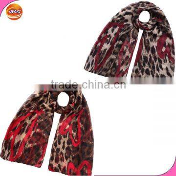 leopard printed cotton voile spring scarf