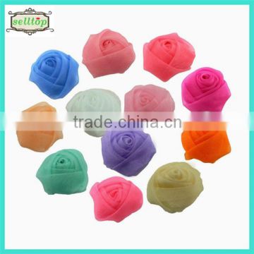 Cheaper hot sale mini 3.5cm shabby chiffon flowers wholesale