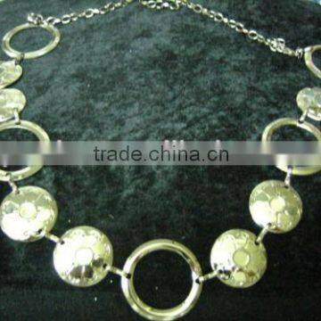 METAL CHAIN LONG CHEST LENGTH NECKLACE, STAMPING GUNMETAL COLOR