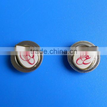 new arrival stainless iron printing logo lapel pins with magnet attachment