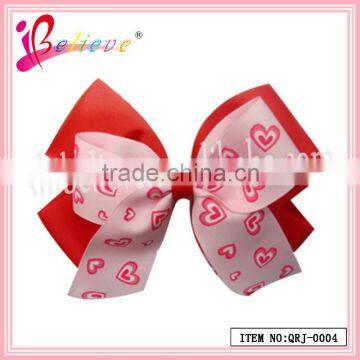 Valentine's day special hair accessories wholesale ribbon red bow hair clip (QRJ-0004)