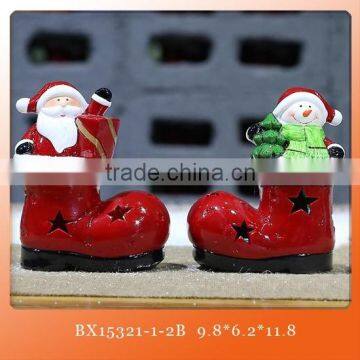 christmas decoration supplies Ceramic santa claus with led lights wholesale