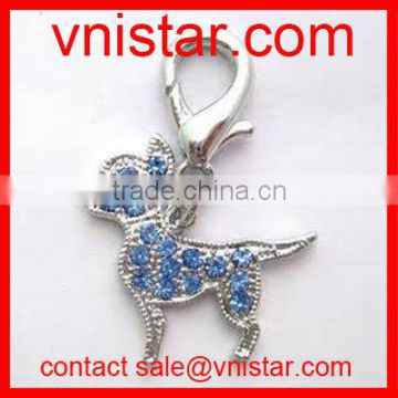 Wholesale Vnistar sapphire crystal dog charm cute animal pendant with lobster clasp TC010