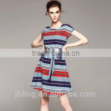 ladies fashion colorful stripe cotton dress