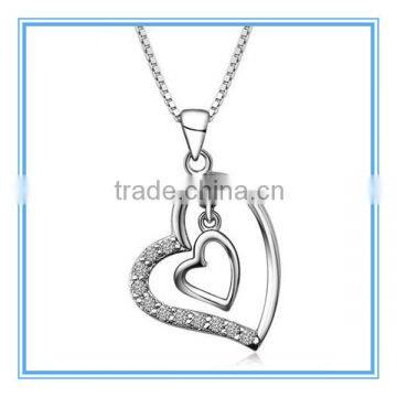 Double Heart Shape Pendant With Silver Chain