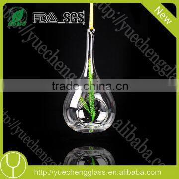 hanging water drop shaped blown glass vase