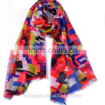 Beautiful women multi color 100% polyester voile scarf