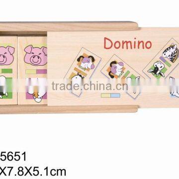 Cheap Toys in Bulk 28 Pcs EN71 Certificate Non-toxic Printing Safe Simple Good Price Small Baby Lovely Toy Wooden Domino Box photo-2