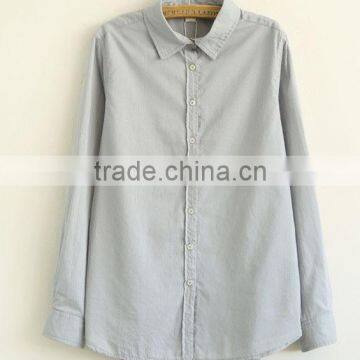 ladies cotton polo collar shirt solid color blouse